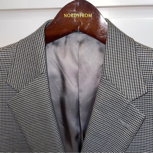 HART SCHAFFNER MARX Black and Blue Houndstooth Sport Coat Blazer Jacket 42L - Picture 3 of 14
